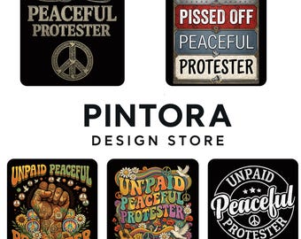 Paquete de imágenes PNG de manifestantes pacíficos no remunerados, diseños de camisetas de protesta, archivos PNG de activismo, diseños de sublimación de justicia social.