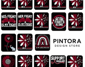 Paquete de 18 diseños PNG para concientización sobre el cáncer de cabeza y cuello