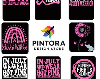 Paquete de imágenes PNG para concienciación sobre labio y paladar hendido, Guerrero contra el labio leporino, PNG de equipo de apoyo, Diseños de camisetas de concienciación médica (8 PNG)