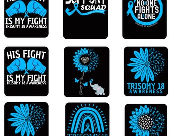 Paquete PNG de concientización sobre la trisomía 18 / PNG de concientización sobre la cinta azul / Diseño de sublimación del Escuadrón de Apoyo Guerrero / 9 PNG descarga instantánea