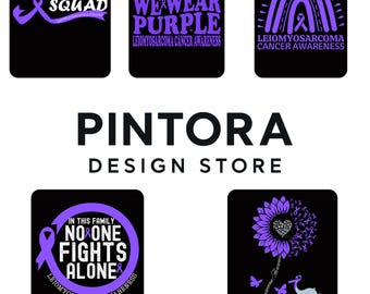 Paquete de imágenes PNG para concienciación sobre el leiomiosarcoma, imágenes PNG de la cinta morada para concienciación, diseño de apoyo para el cáncer de sarcoma, sublimación para camisetas de guerreros (5 archivos)