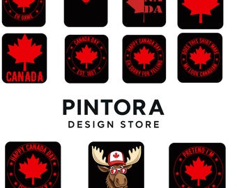 Paquete de imágenes PNG del Día de Canadá, Bandera de Canadá, Orgullo canadiense PNG, Diseño de camiseta Feliz Día de Canadá, Paquete de sublimación canadiense (11 PNG)
