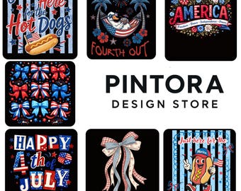 Paquete de imágenes PNG del 4 de julio, diseños divertidos de camisetas patrióticas, imágenes PNG del Día de la Independencia de EE. UU., archivos de sublimación de Hot Dog America (7 archivos)