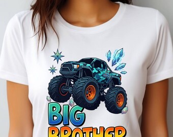 Pacchetto PNG di Monster Truck per il fratello maggiore, design del camioncino per il fratello minore, maglietta per fratelli in formato PNG, Monster Truck per bambini, 2 design PNG