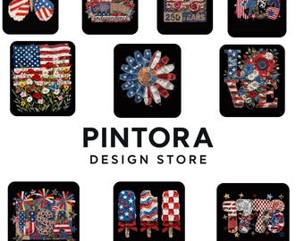 Paquete de imágenes PNG del 4 de julio, diseños de patchwork del Día de la Independencia de EE. UU., imágenes PNG de la bandera patriótica de EE. UU., archivos de sublimación vintage estadounidenses (10 archivos)