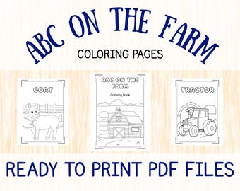 Páginas para colorear del alfabeto de la granja / Actividades imprimibles para niños / Hojas de aprendizaje de animales de granja