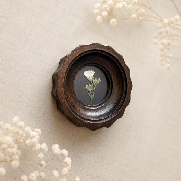Mini Pressed Flower Frame 2x2 Inches, Handmade Botanical Decor, Herbarium Wall Art