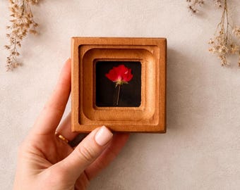 Mini cornice 2x2 pollici con fiore pressato – decorazione botanica, erbario naturale, regalo in stile cottagecore