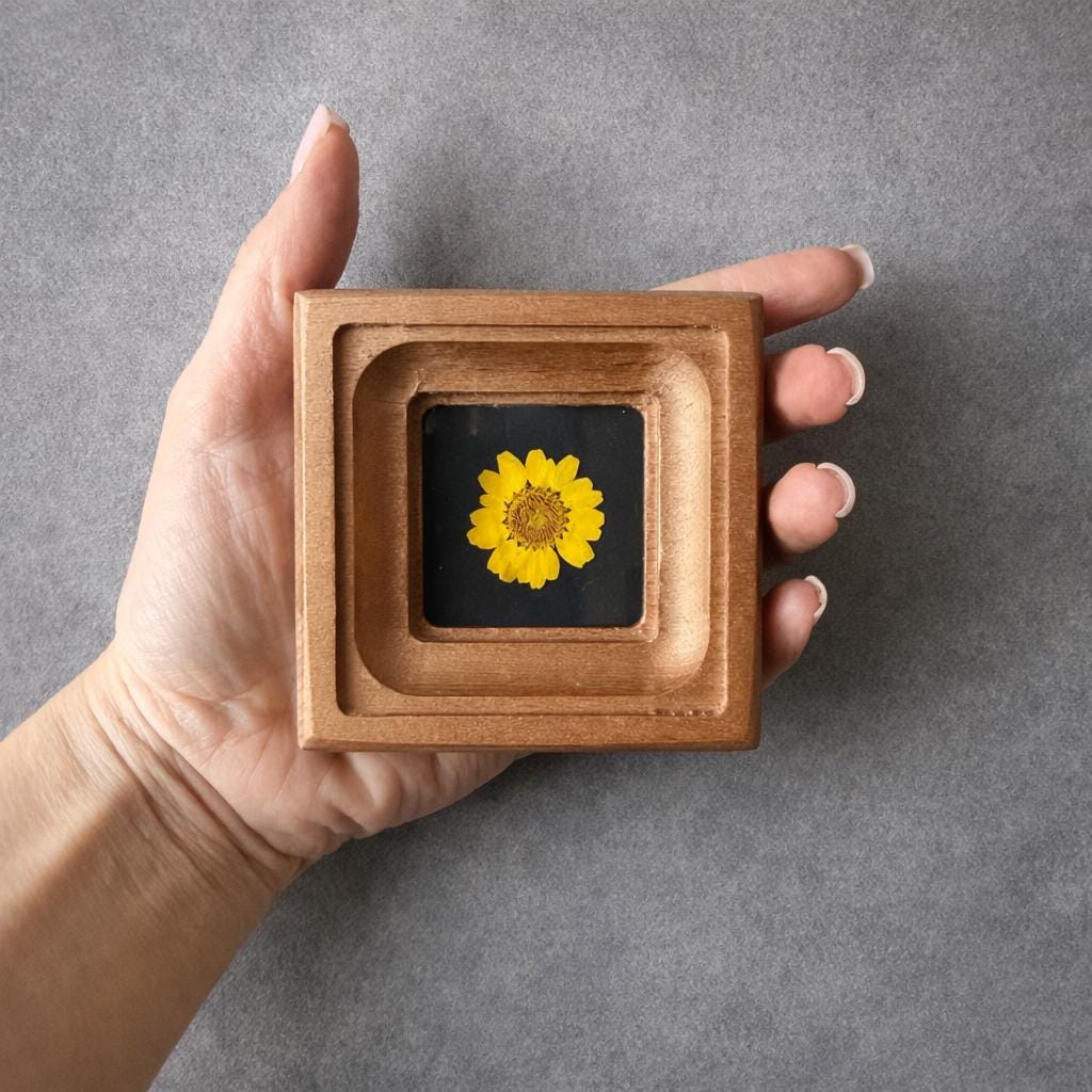 Mini Pressed Flower Frame, Gold Plated Botanical Decor, Tiny Wall Art ...
