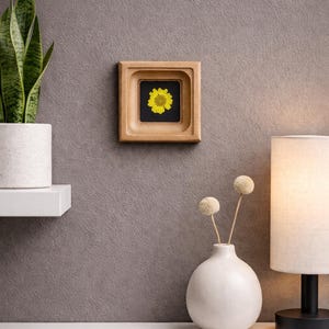 Mini Pressed Flower Frame, Gold Plated Botanical Decor, Tiny Wall Art (2x2 Inch) image 5