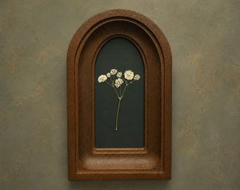 2x4" Arched Wooden Frame with Dried Flowers, Botanical Art, Handcrafted Wall Art, Vintage Style