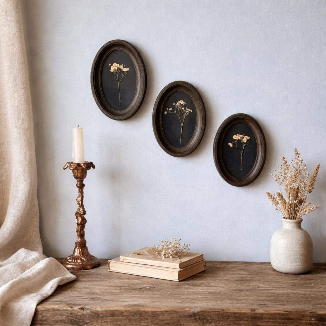 Set of 3 3x5-inch Pressed Flower Frames, Botanical Wall Decor ...