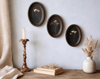 Set van 3 geperste bloemenlijsten van 3 x 5 inch, botanisch muurdecor, Cottagecore, cadeau voor haar