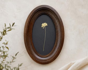 Dried Flower Wall Art - Yellow Wildflower in a 3x5-Inch Oval Frame, Botanical Art