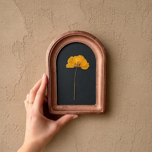 Pressed Flower in a 4x6" Arched Frame | Copper Frame | Botanical Art | Wall Decor