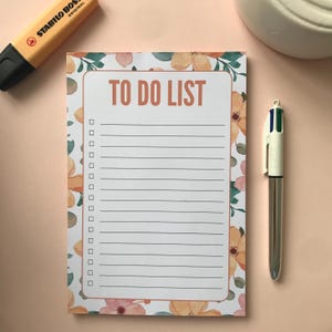 A5 notitieblok met aquarel bloemen als takenlijst — Dagelijkse organisatie takenlijst