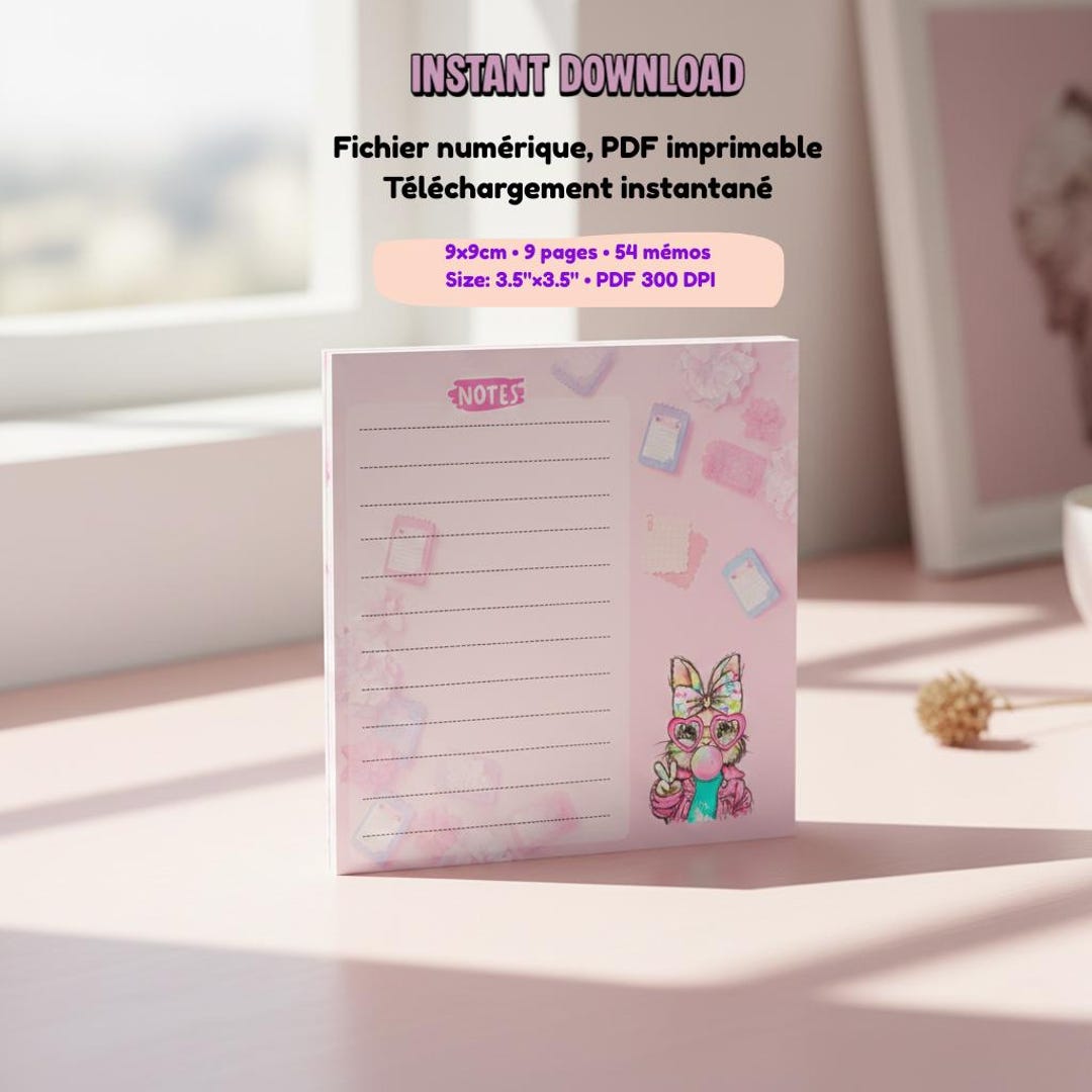 Easter Notepad Printable Easter Kawaii Bunny Notepad PDF: Instant Download - Pastel ...