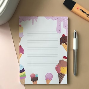 Liste de tâches A5 - Motif glaces colorées - Notepad - Bloc d'organisation - 50 pages