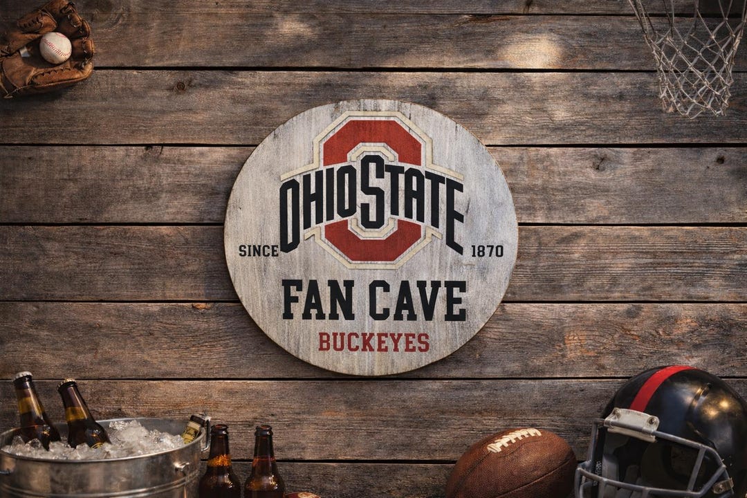 Buckeyes Sign Ohio State Buckeyes Wood Sign With Raised Lettering, Man Cave Decor - Etsy