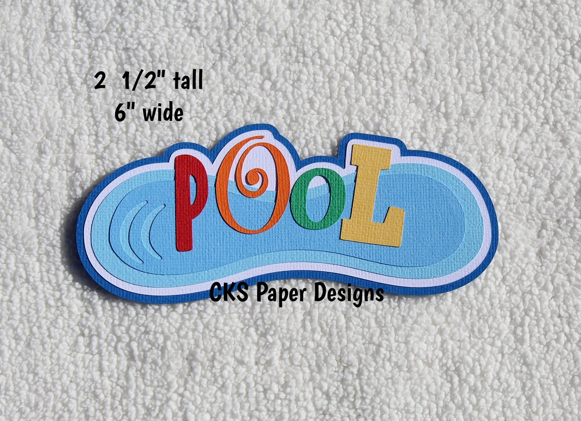 Die Cut POOL TITLE Swimming Scrapbook Page Embellishment for Etsy
