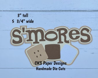 Handmade Paper Die Cut S'MORES TITLE Scrapbook Page Embellishment Cks Paper Designs