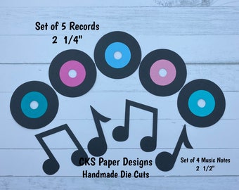 Handmade Paper Die Cut RECORDS Jukebox Dance Music Scrapbook Page Embellishments Cks Paper Designs