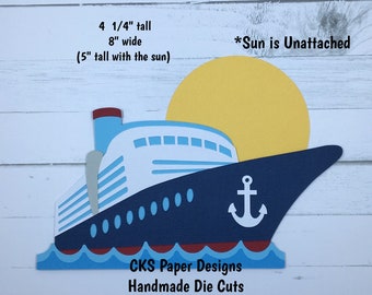 Handmade Paper Die Cut CRUISE SHIP MK Scrapbook Page Embellishment Cks Paper Designs