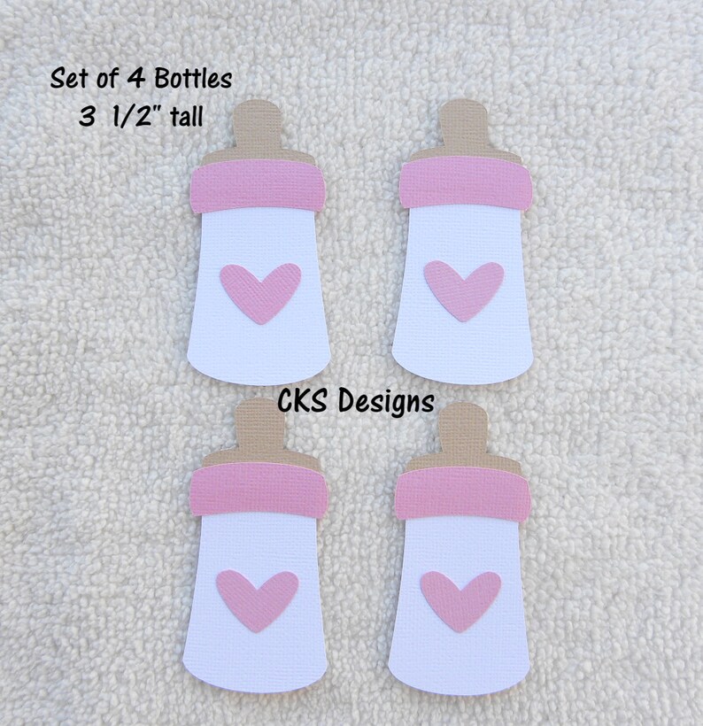 Handmade Die Cut BABY BOTTLES Pink Set of 4 Scrapbook Page Etsy