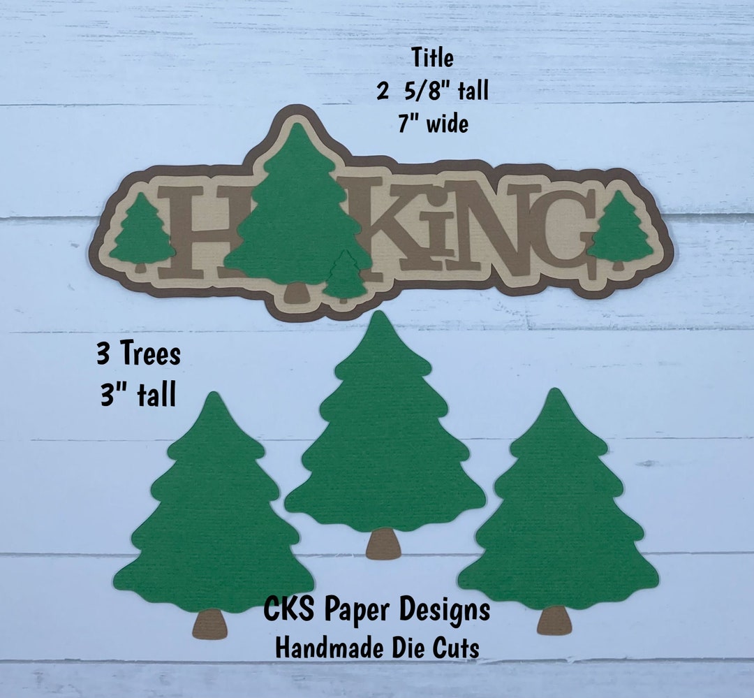 Handmade Paper Die Cut HIKING TITLE Scrapbook Page Embellishment for