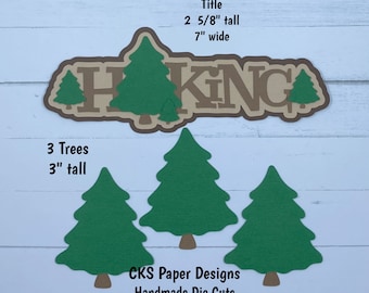 Handmade Paper Die Cut HIKING TITLE Scrapbook Page Embellishments Cks Paper Designs