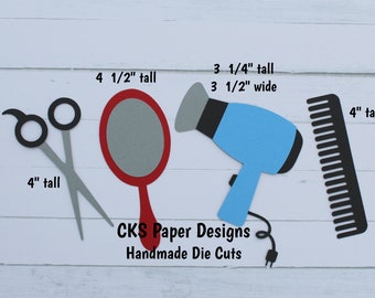 Handmade Paper Die Cut HAIRCUT/SALON Set Scrapbook Page Embellishments Cks Paper Designs