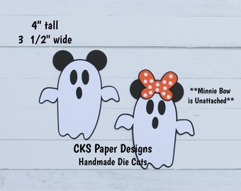 Handmade Paper Die Cut MICKEY/MINNIE GHOST Set Disney Halloween Paper Piecing Scrapbook Embellishments Cks Paper Designs