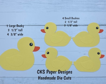 Handmade Paper Die Cut DUCKS Set of 5 Bath Time Duckies Paper Piecing Scrapbook Page Embellishments Cks Paper Designs