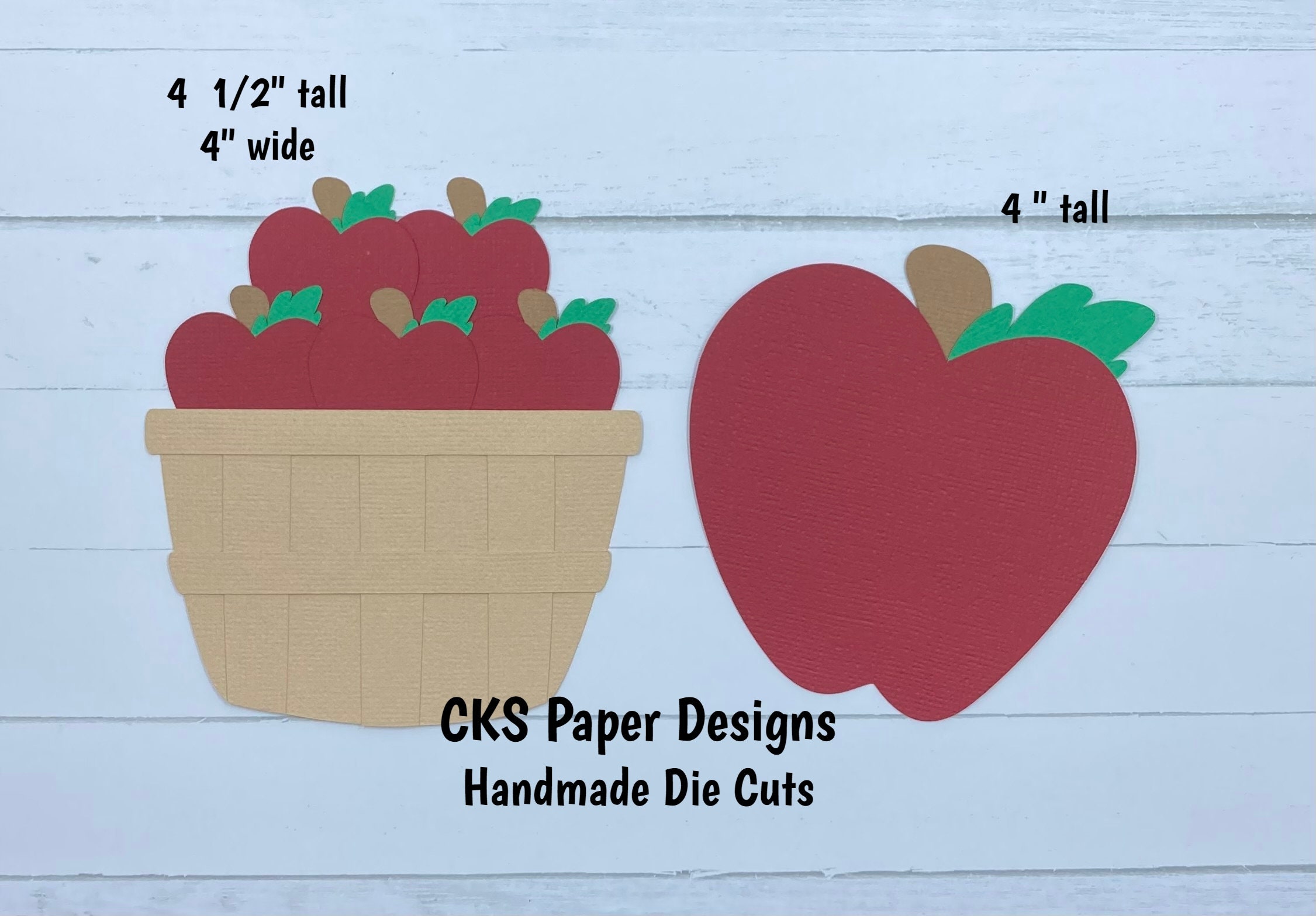 Handmade Paper Die Cut APPLE BASKET Paper Piecing Scrapbook Page Embellishments Cks Paper Designs