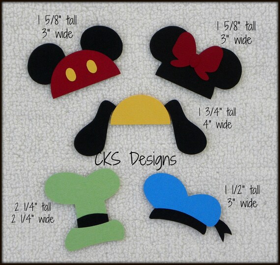 Handmade Die Cut DISNEY HATS Set of 5 