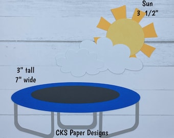 Handmade Paper Die Cut TRAMPOLINE Sun & Clouds Scrapbook Page Embellishment Cks Paper Designs