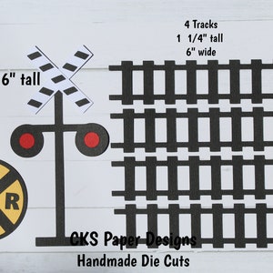 Handmade Paper Die Cut RAILROAD Crossing Tracks & Sign Scrapbook Page Embellishments Cks Paper Designs