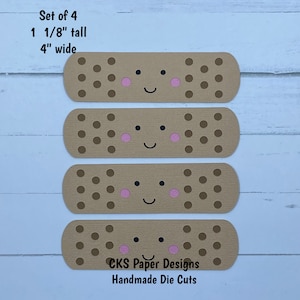 Handmade Paper Die Cut Set of 4 BAND AIDS Doctor Nurse Hospital Scrapbook Page Embellishments Cks Paper Designs