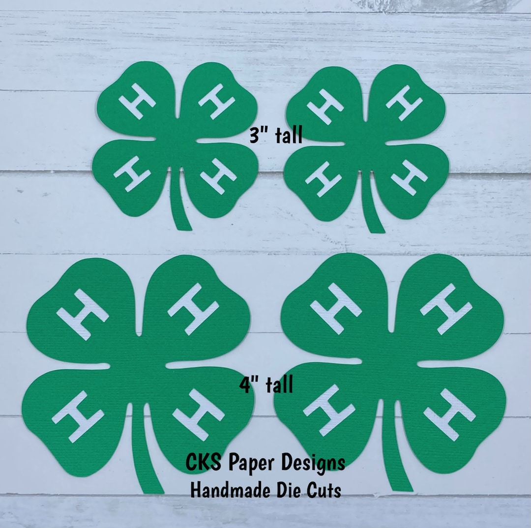 Handmade Paper Die Cut (set of 4) 4-H CLOVERS 4H Club Scrapbook Page ...