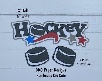 Handmade Paper Die Cut HOCKEY Title Scrapbook Page Embellishment Cks Paper Designs