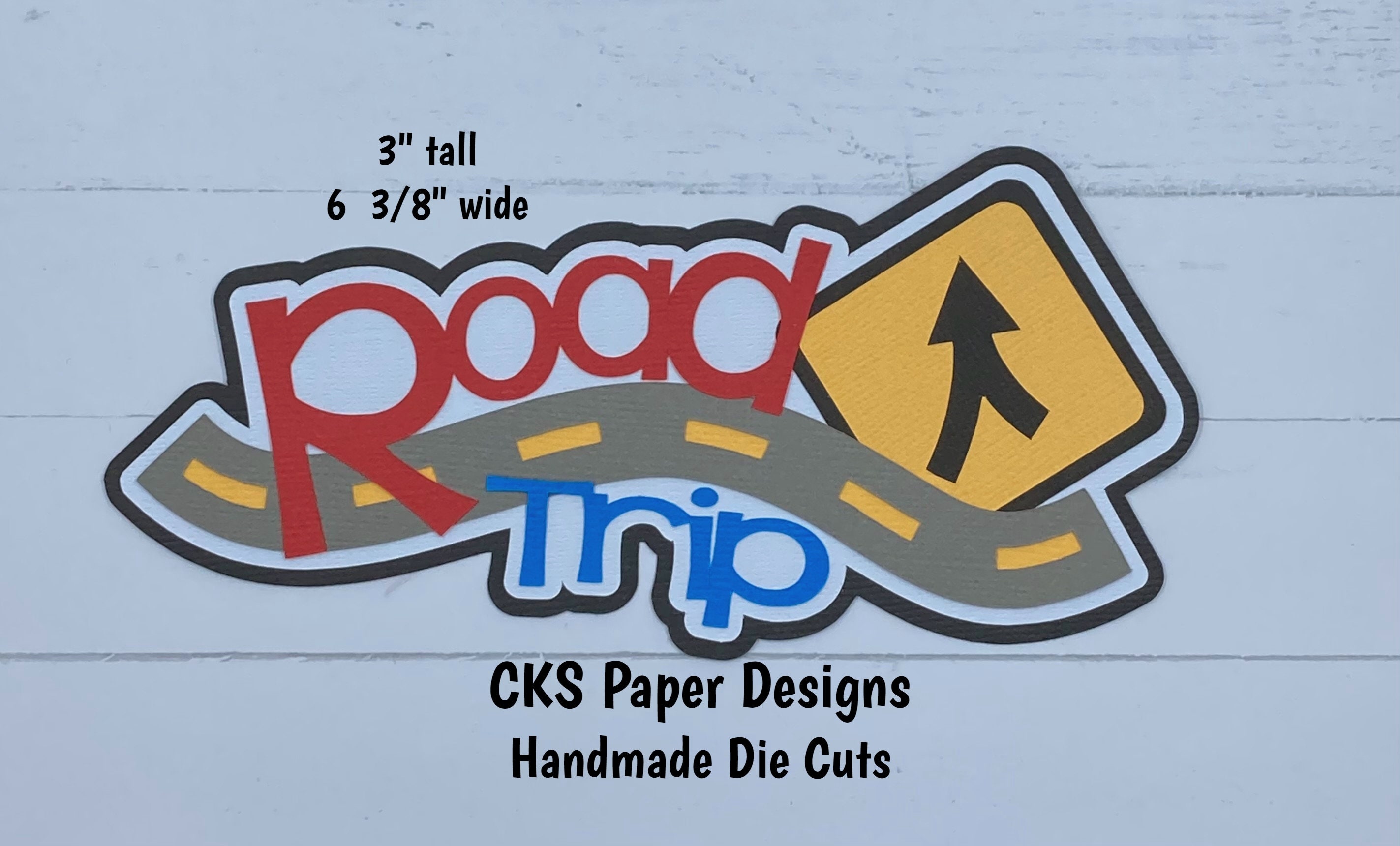 Handmade Paper Die Cut ROAD TRIP Title (Style 1) Scrapbook Page Embellishment Cks Paper Designs