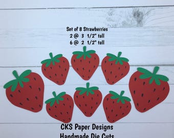 Handmade Paper Die Cut STRAWBERRY SET Scrapbook Page Embellishments Cks Paper Designs