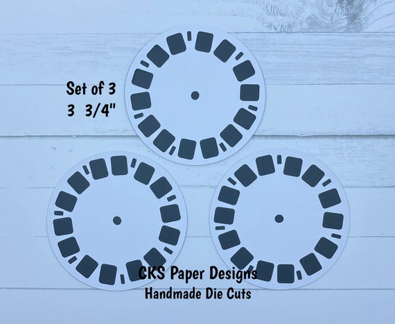 Handmade Paper Die Cut VIEWMASTER REEL SMALL Paper Piecing Embellishment  for Scrapbook or Paper Crafts 