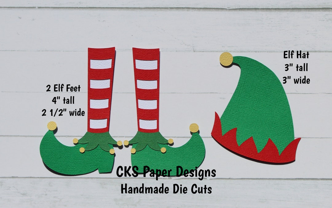 Handmade Paper Die Cut ELF LEGS/SHOES & Hat Christmas Paper Piecing ...