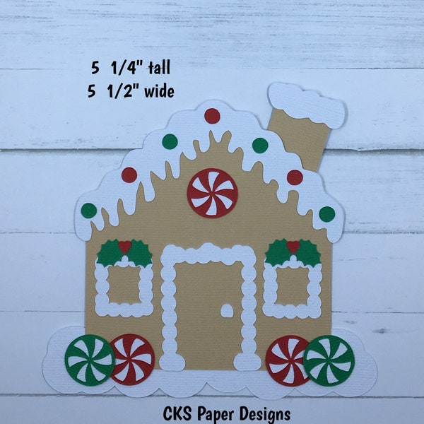 Handmade Paper Die Cut GINGERBREAD HOUSE #2 Christmas Paper Piecing Embellishment for  Scrapbook or Paper Crafts