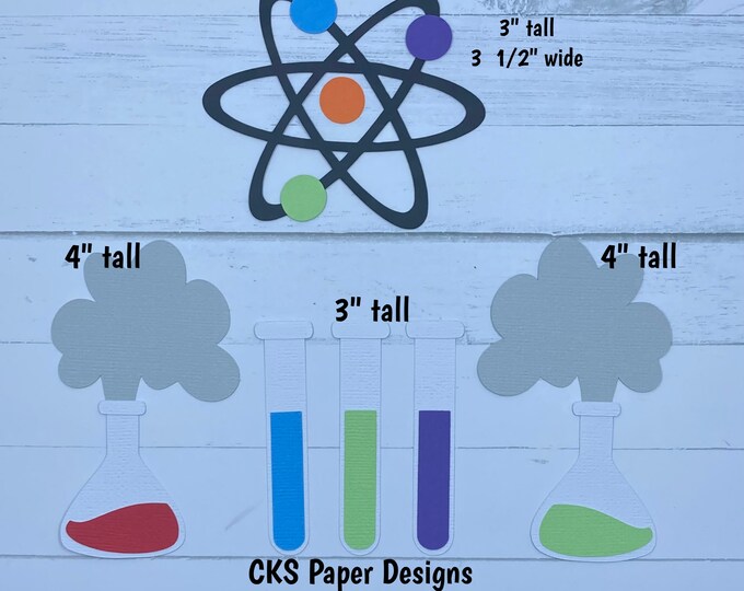 Handmade Paper Die Cut SCIENCE SET Paper Piecing Scrapbook Page ...