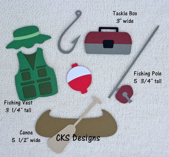 Download Handmade Die Cut Fishing Accessories Vest Hat Pole Tackle Box Etsy
