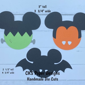 Handmade Paper Die Cut DRACULA FRANKENSTEIN & BAT Disney Halloween Heads Paper Piecing Scrapbook Embellishment Cks Paper Designs