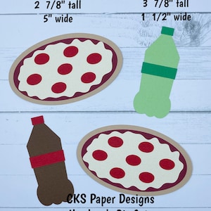Handmade Paper Die Cut PIZZA & SODA SET Scrapbook Page Embellishment Cks Paper Designs