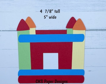 Handmade Paper Die Cut BOUNCE BOUNCY HOUSE Paper Piecing Scrapbook Page Embellishment Cks Paper Designs